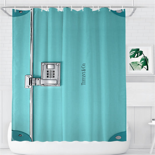 Personalized Tiffany And Co Trotter Vanity Case Blue Trunk Shower Curtain Farmhouse Bathroom Decor