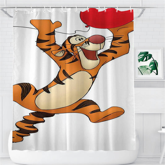Personalized Tigger Winnie The Pooh Cartoon Shower Curtain Farmhouse Bathroom Decor