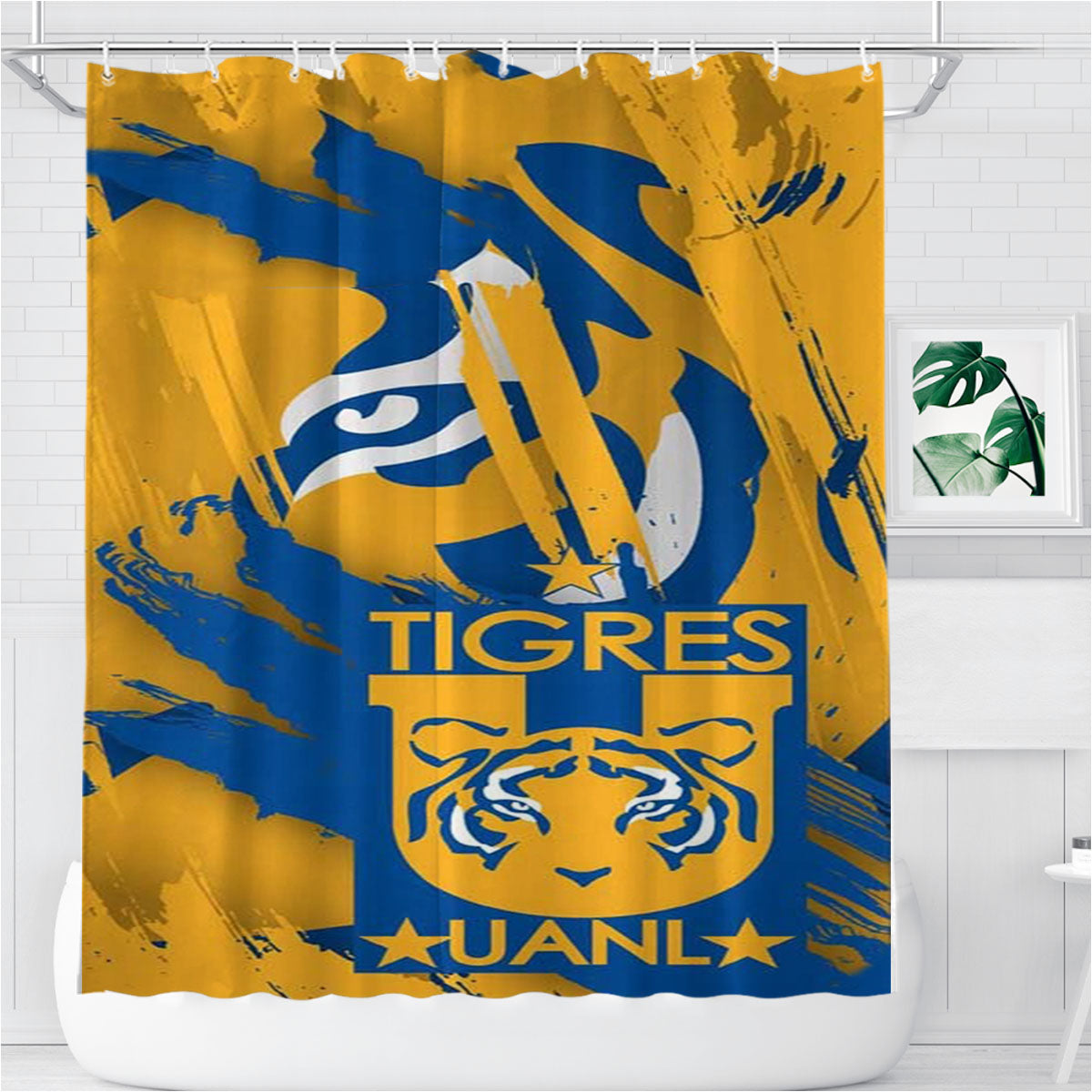 Tigres Uanl Bathroom Shower Curtain Fabric Waterproof | 66 X 72 Inch
