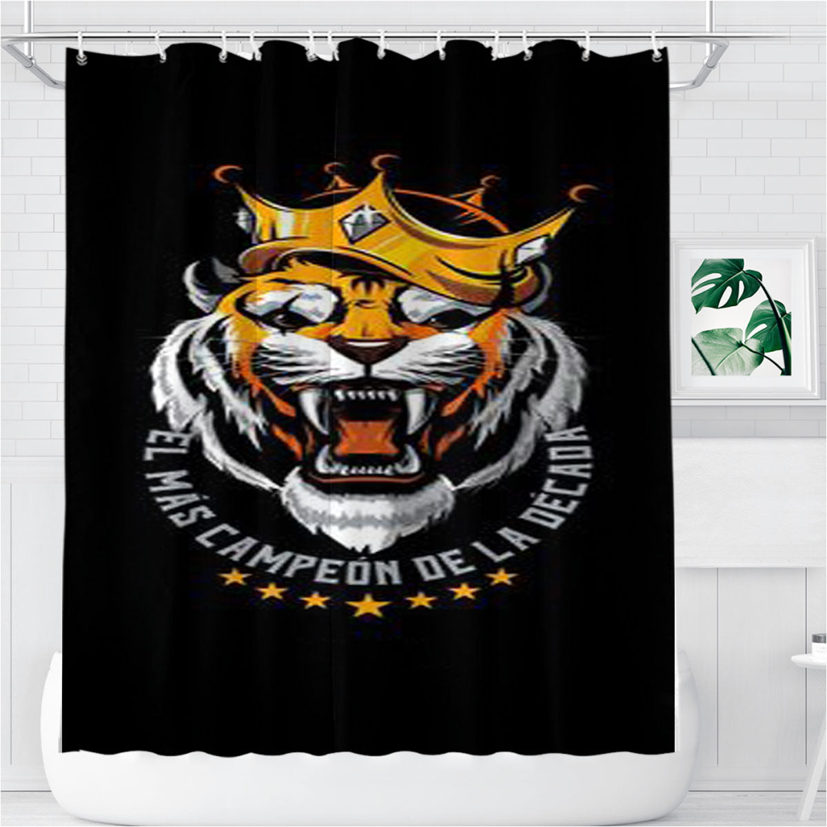 Tigres Uanl Futbol Mascot Bathroom Shower Curtain Fabric Waterproof | 66 X 72 Inch
