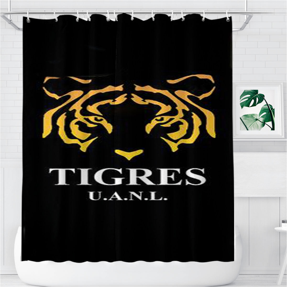 Tigres Uanl Futbol Mascot Art Bathroom Shower Curtain Fabric Waterproof | 66 X 72 Inch