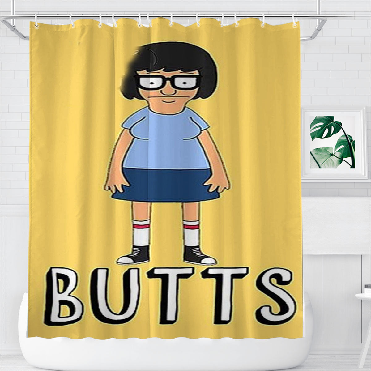 Tina Bobs Burgers Butts Bathroom Shower Curtain Fabric Waterproof | 66 X 72 Inch