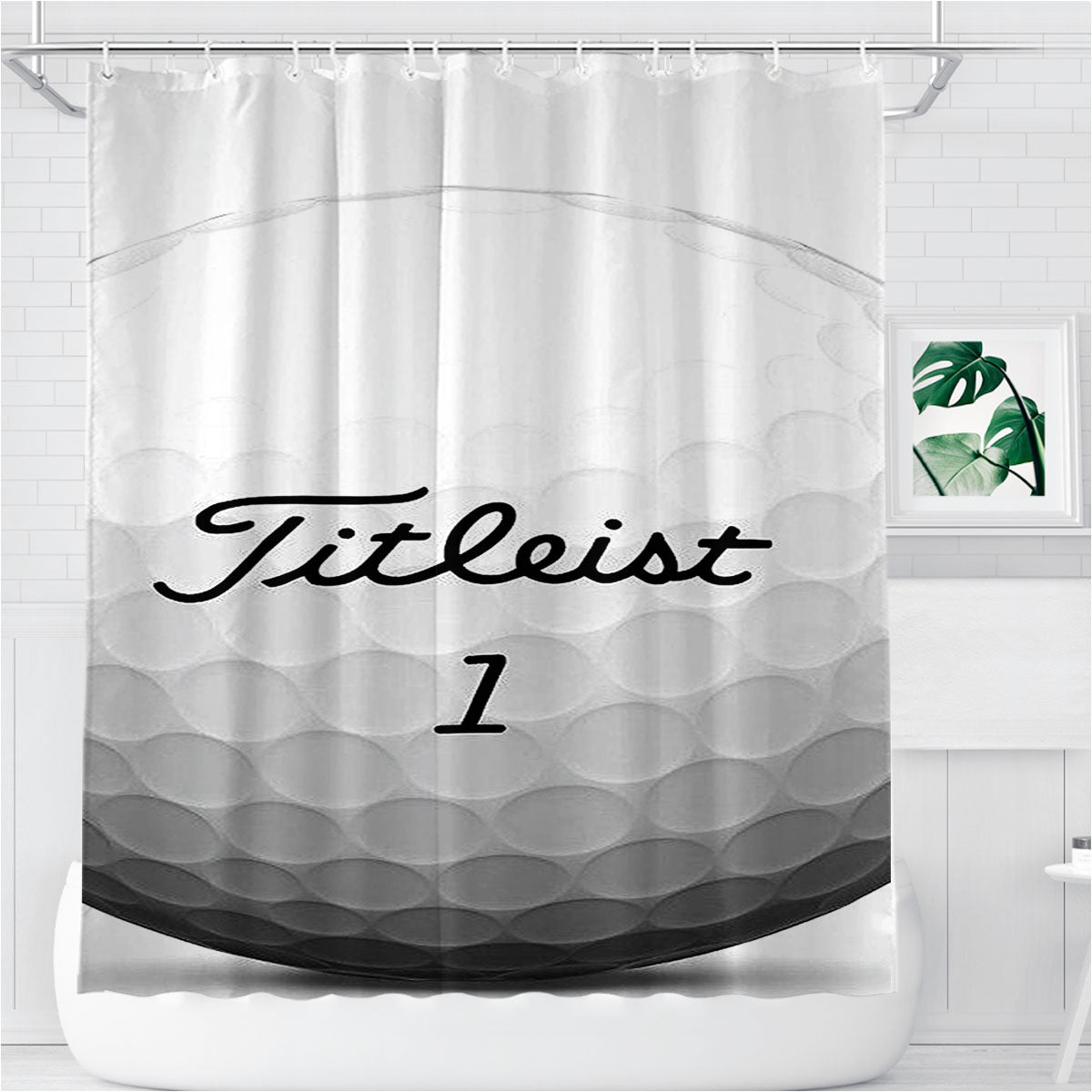 Titleist Ball Bathroom Shower Curtain Fabric Waterproof | 66 X 72 Inch