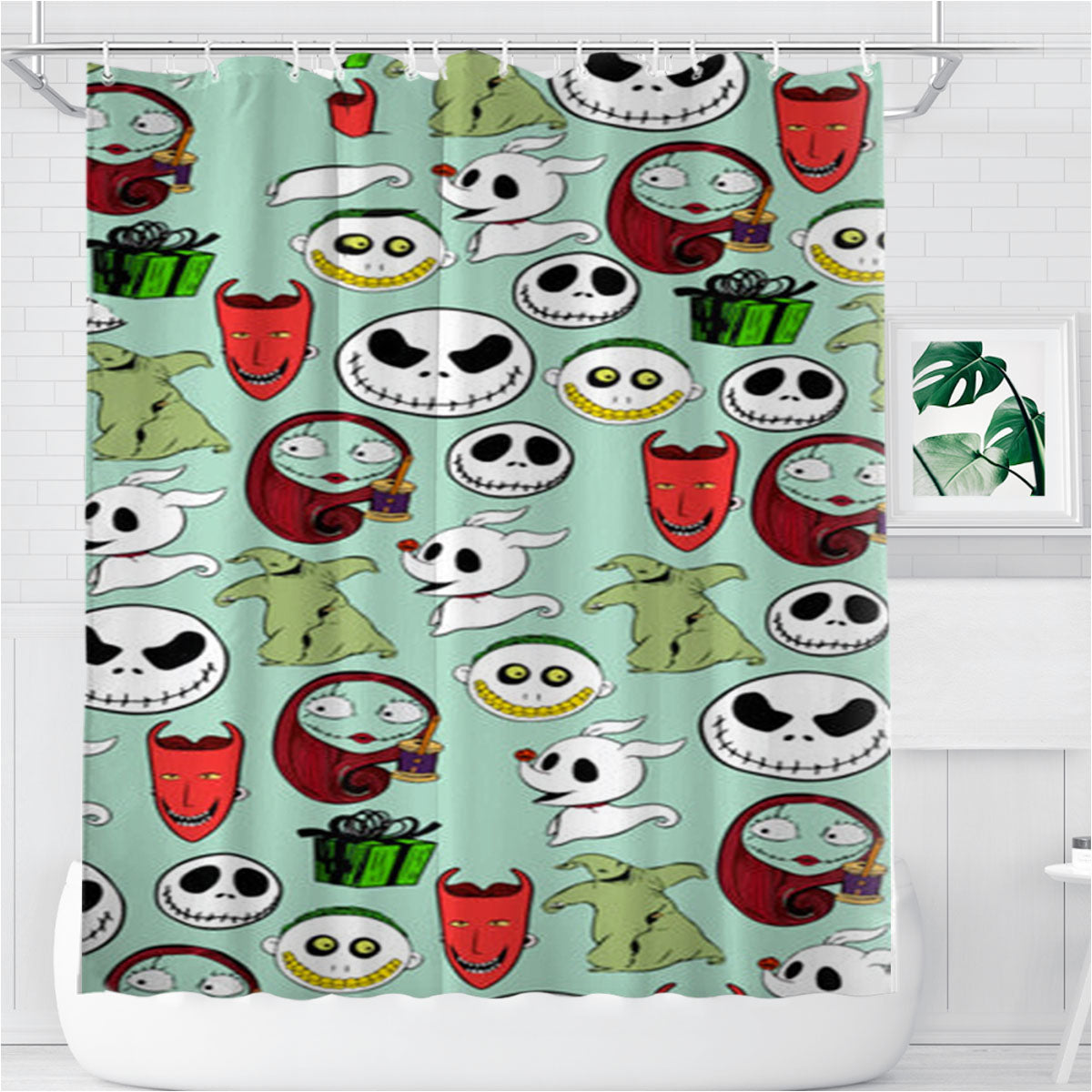 Tnbc Characters Pattern Bathroom Shower Curtain Fabric Waterproof | 66 X 72 Inch