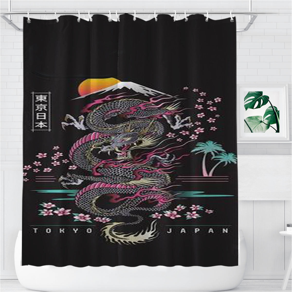 Tokyo Japan Bathroom Shower Curtain Fabric Waterproof | 66 X 72 Inch