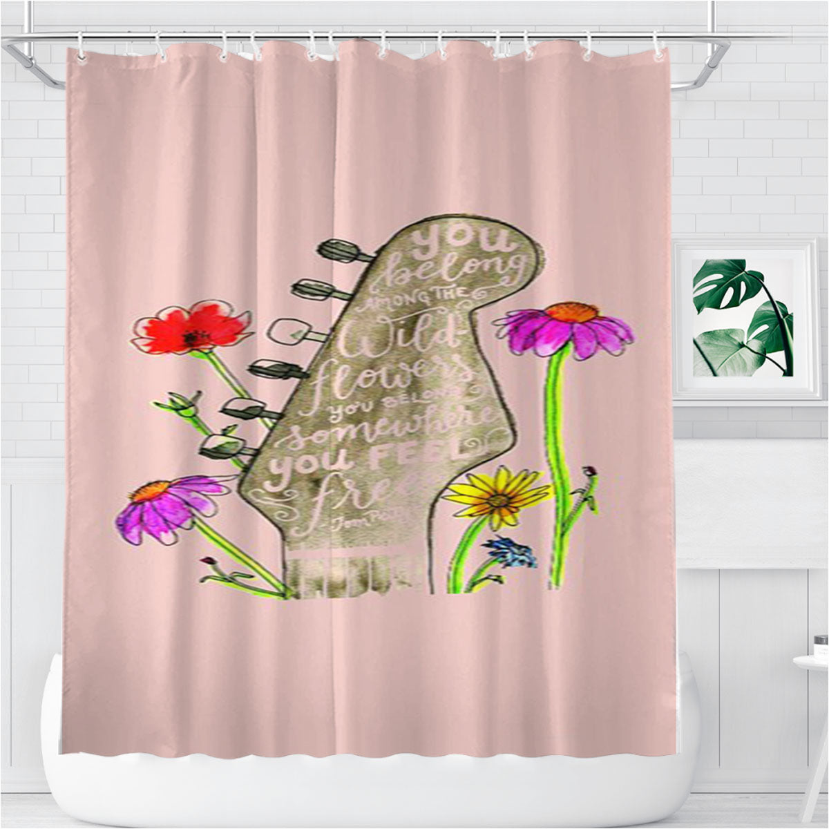 Tom Petty Memorial Heartbreakers You Belong Among The Wild Flowers Bathroom Shower Curtain Fabric Waterproof | 66 X 72 Inch