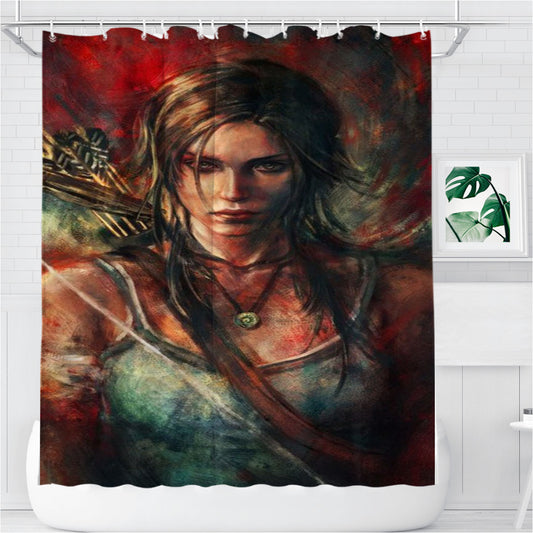 Personalized Tomb Raider Lara Croft Shower Curtain Farmhouse Bathroom Decor
