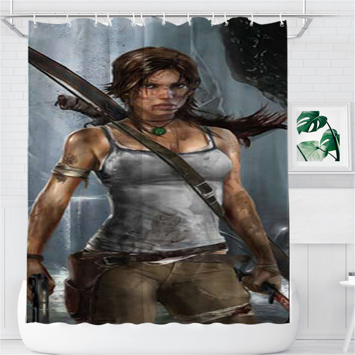 Tomb Raider Lara Croft Underground Bathroom Shower Curtain Fabric Waterproof | 66 X 72 Inch
