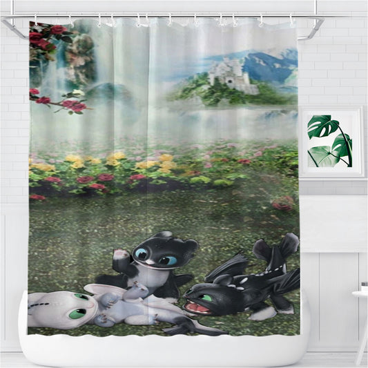 Personalized Toothless Babies In The Garden Shower Curtain Farmhouse Bathroom Decor