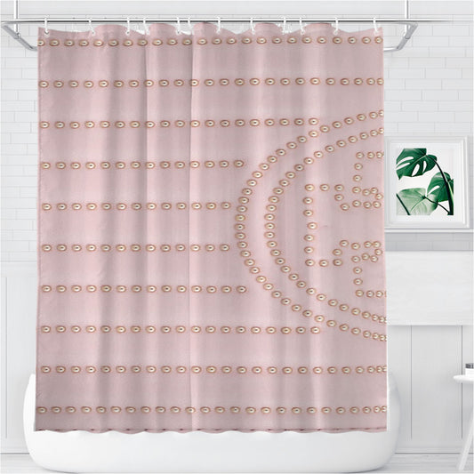 Personalized Tory Burch Fleming Mini Stud Wallet Shell Pink Shower Curtain Farmhouse Bathroom Decor