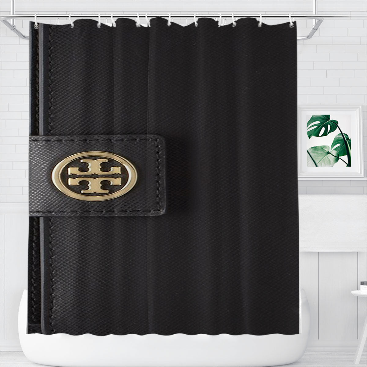 Tory Burch Wallet Chain Wallpaper Bathroom Shower Curtain Fabric Waterproof | 66 X 72 Inch
