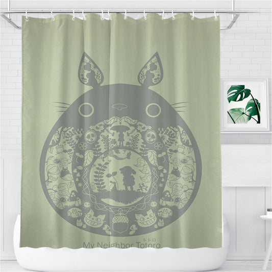 Personalized Totoro Pattern Arts Shower Curtain Farmhouse Bathroom Decor