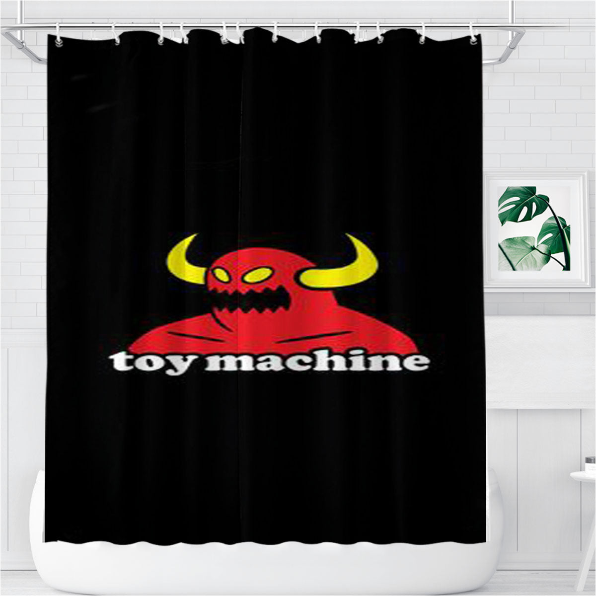Toy Machine Skateboard Logo Bathroom Shower Curtain Fabric Waterproof | 66 X 72 Inch
