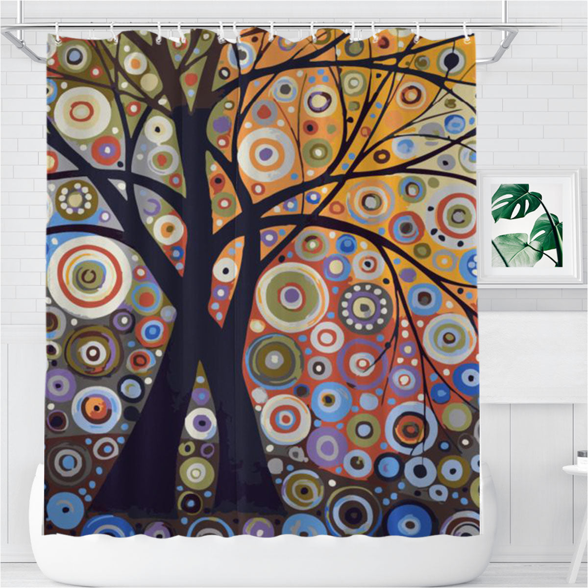 Tree Love Floral Bathroom Shower Curtain Fabric Waterproof | 66 X 72 Inch