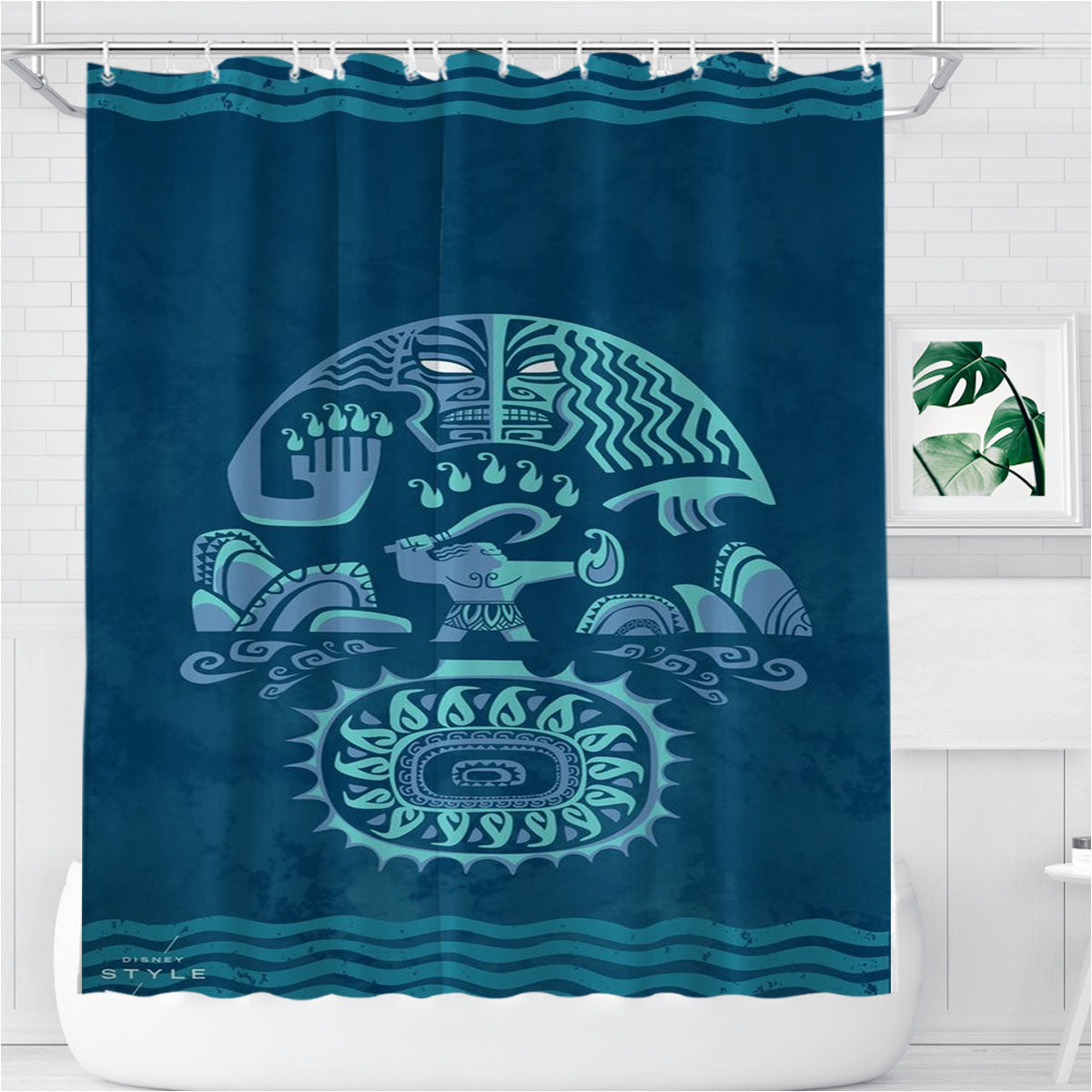 Tribal Aztec Art Disney Moana Bathroom Shower Curtain Fabric Waterproof | 66 X 72 Inch