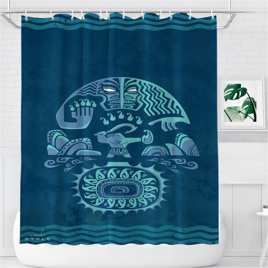 Personalized Tribal Aztec Art Disney Moana Shower Curtain Farmhouse Bathroom Decor