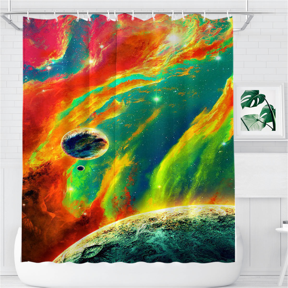 Trippy Colorful Spaceadelic Abstract Bathroom Shower Curtain Fabric Waterproof | 66 X 72 Inch