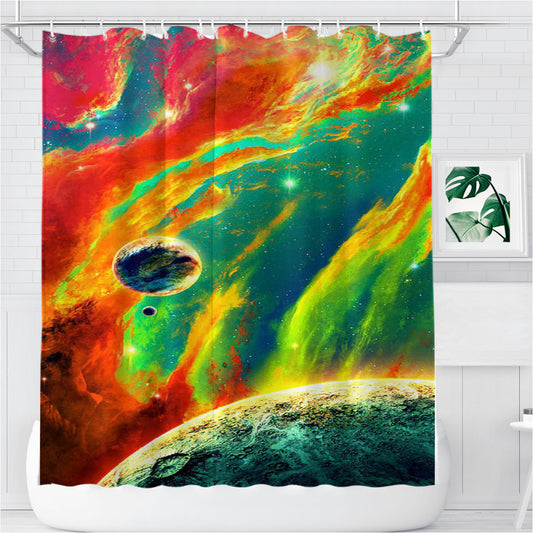 Personalized Trippy Colorful Spaceadelic Abstract Shower Curtain Farmhouse Bathroom Decor