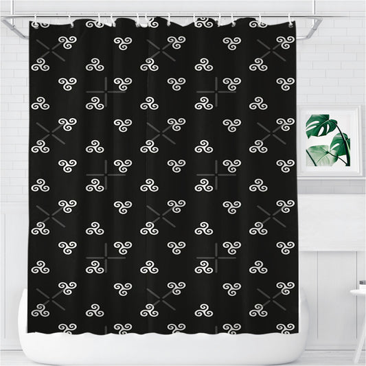 Personalized Triskelion Motif Geometric Pattern Shower Curtain Farmhouse Bathroom Decor