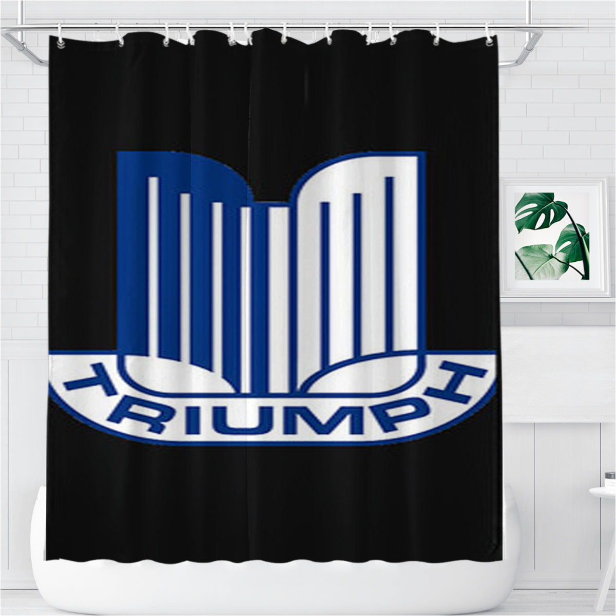 Triumph Logo Dark Grey Bathroom Shower Curtain Fabric Waterproof | 66 X 72 Inch