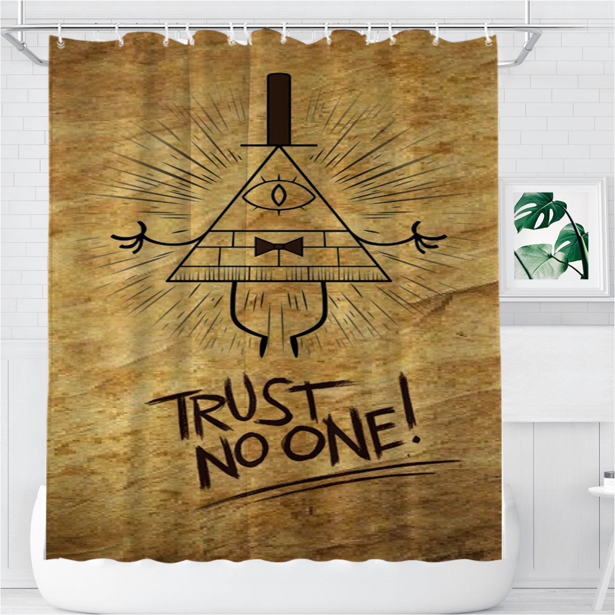 Trust No One Bill Cipher Wheel Gravity Falls Bathroom Shower Curtain Fabric Waterproof | 66 X 72 Inch