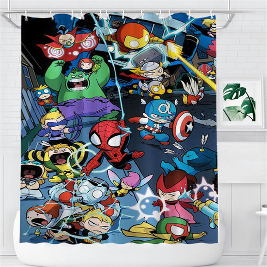 Personalized Tsum Tsum Marvel War Shower Curtain Farmhouse Bathroom Decor