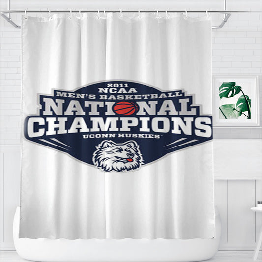 Personalized Uconn Huskies National Champions Shower Curtain Farmhouse Bathroom Decor