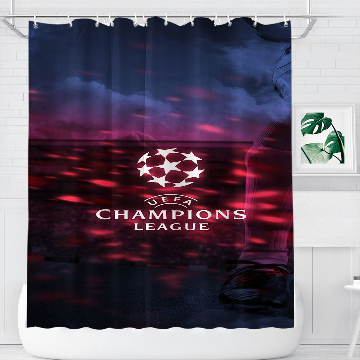 Uefa Champions League Bathroom Shower Curtain Fabric Waterproof | 66 X 72 Inch
