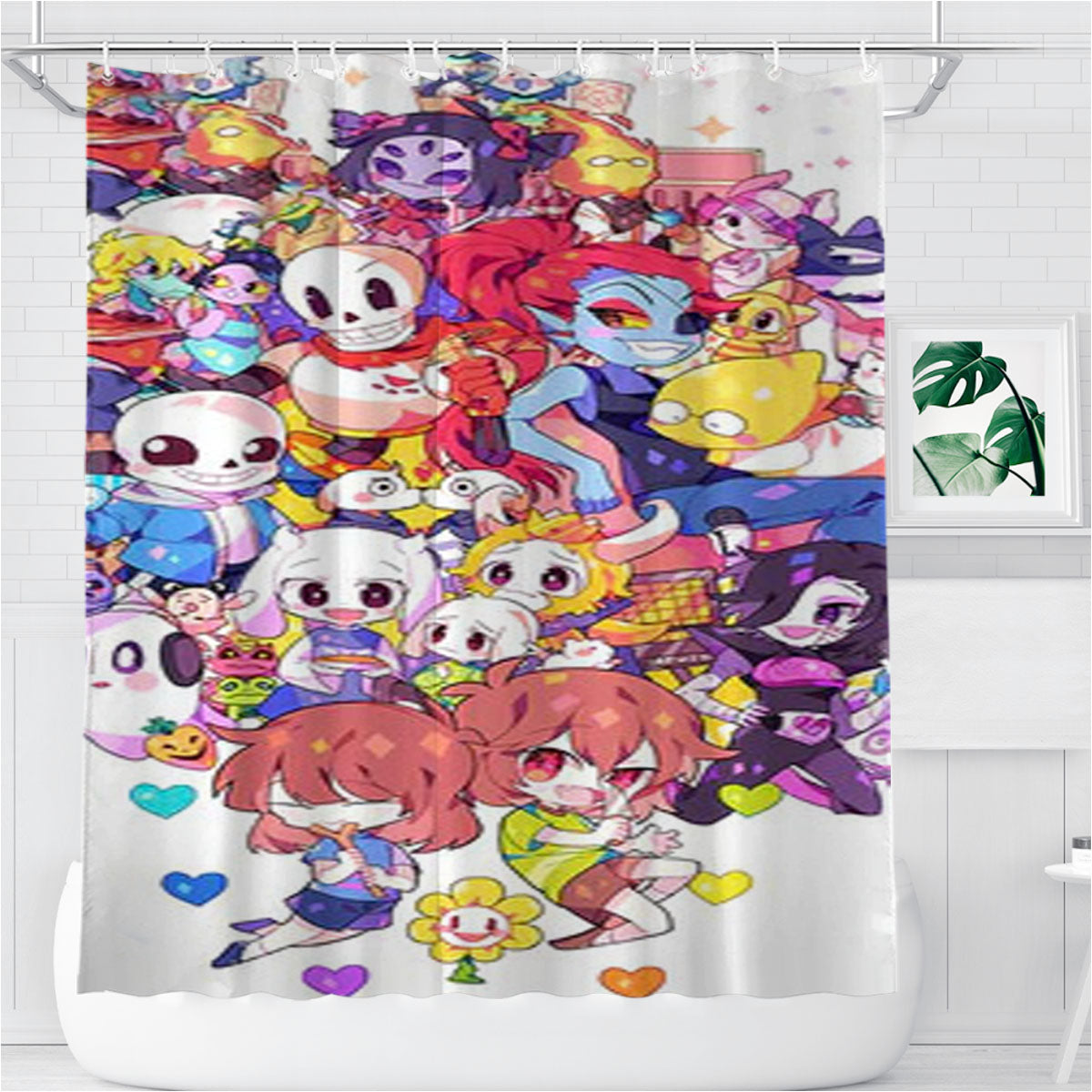 Undertale Cartoon Bathroom Shower Curtain Fabric Waterproof | 66 X 72 Inch