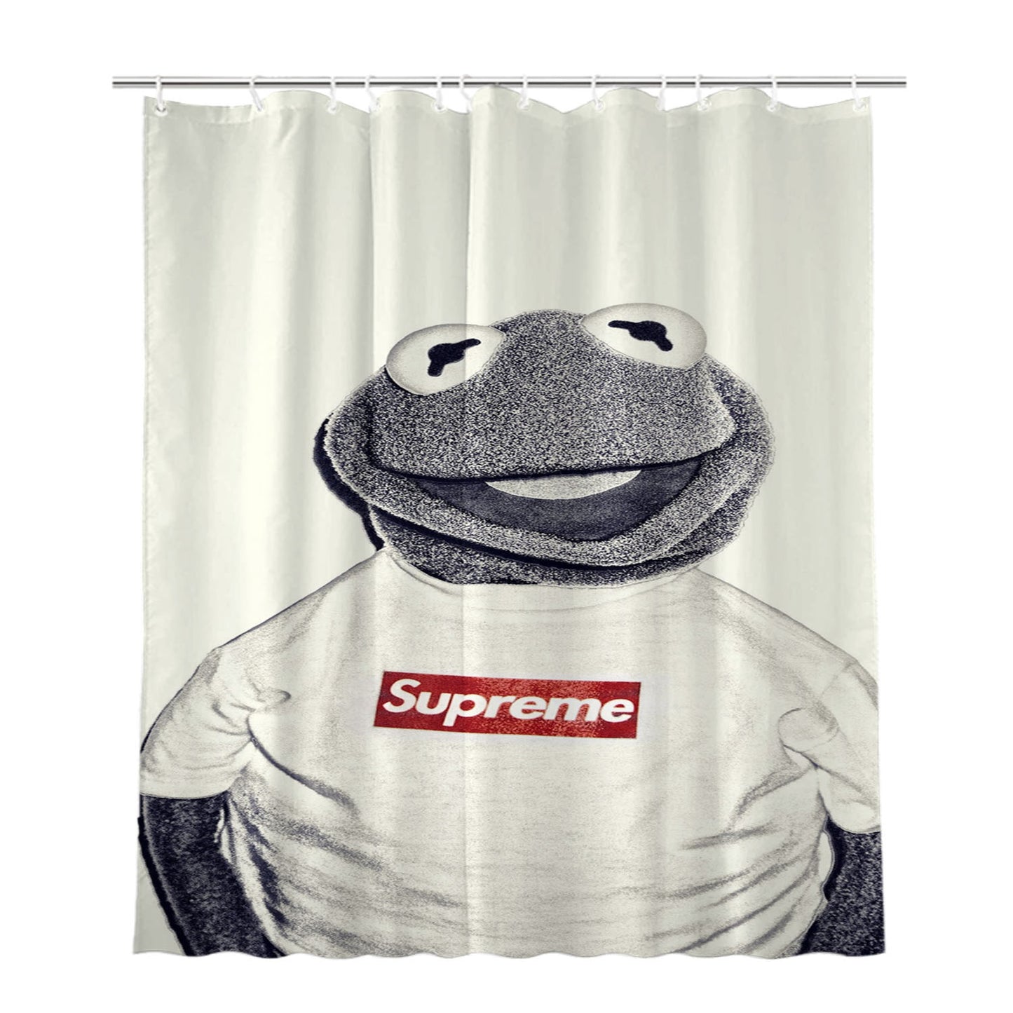 Black White Kermit Supreme Bathroom Shower Curtain Fabric Waterproof | 66 X 72 Inch
