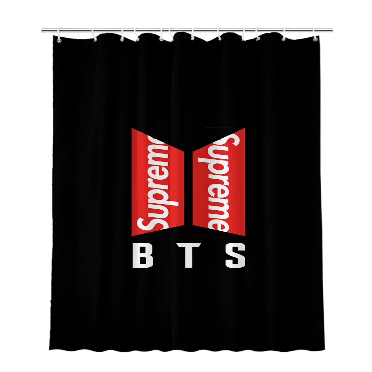 Bts Logo Supreme Bathroom Shower Curtain Fabric Waterproof | 66 X 72 Inch