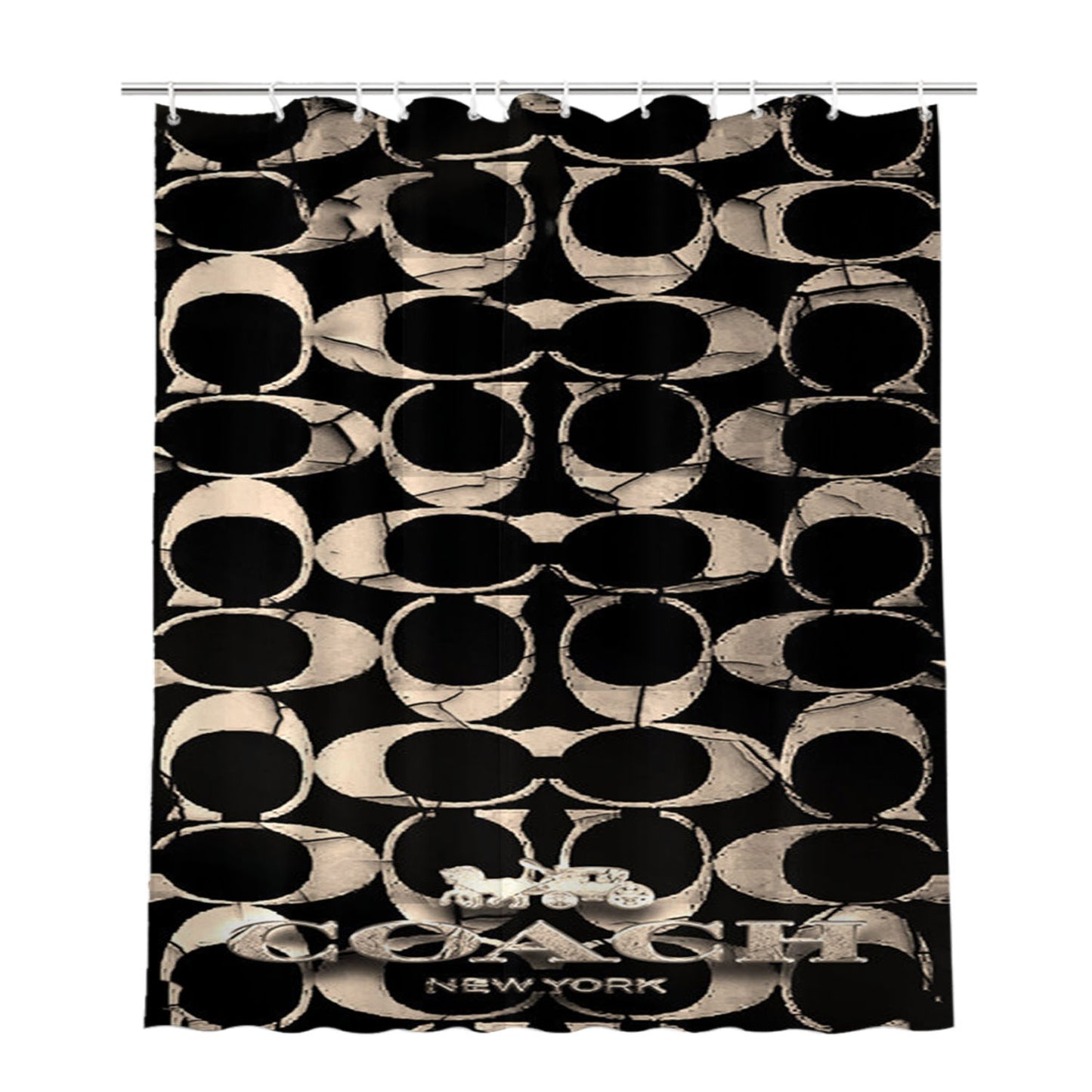 Coach Black New 889 Bathroom Shower Curtain Fabric Waterproof | 66 X 72 Inch