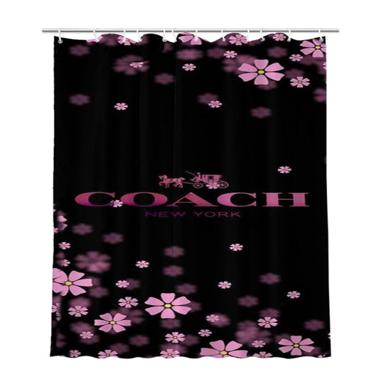 Coach Flowers Purple Sweet Bathroom Shower Curtain Fabric Waterproof
