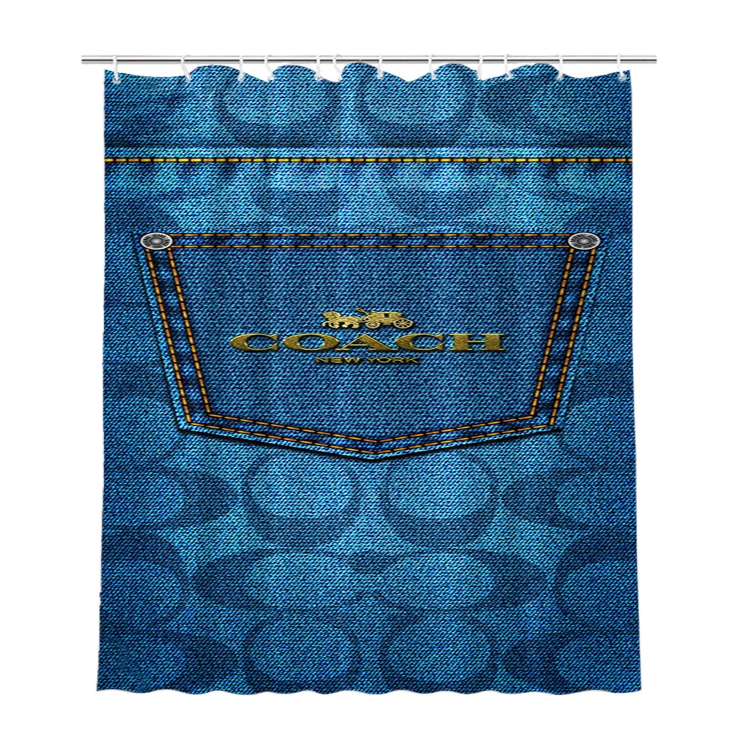 Coach Jeans Bathroom Shower Curtain Fabric Waterproof | 66 X 72 Inch
