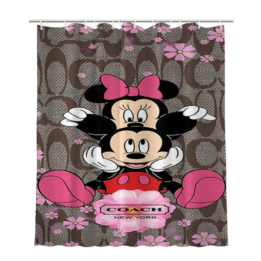 Coach Mickey Minnie Bathroom Shower Curtain Fabric Waterproof