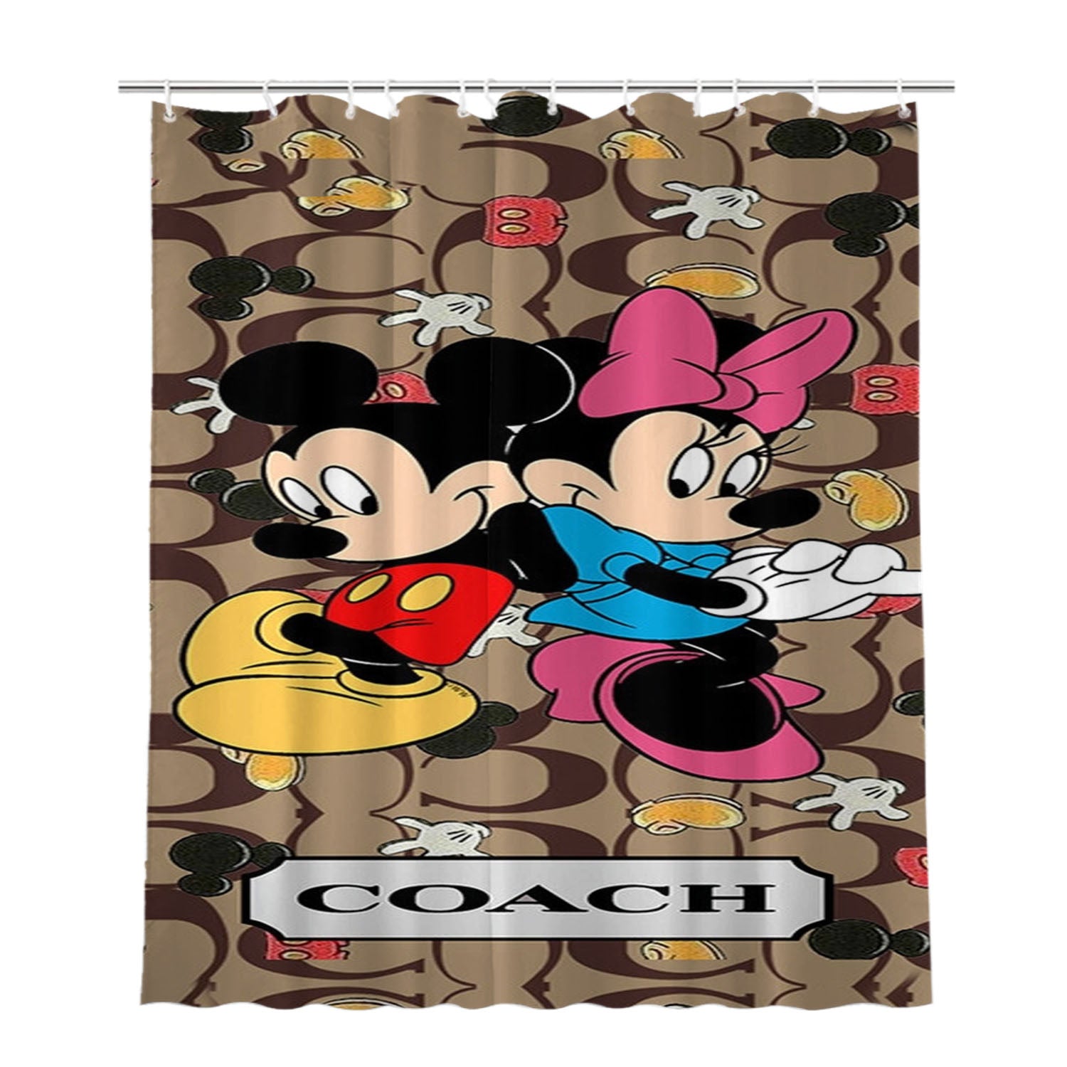 Coach Mickey Minnie Mouse Love Bathroom Shower Curtain Fabric Waterproof | 66 X 72 Inch