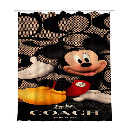 Personalized Coach Mickey Mouse Shower Curtain Farmhouse Bathroom Decor
