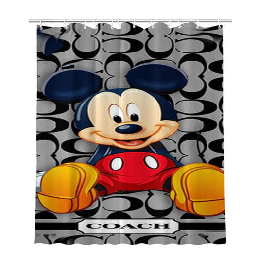 Coach Mickey Mouse Cartoon Bathroom Shower Curtain Fabric Waterproof