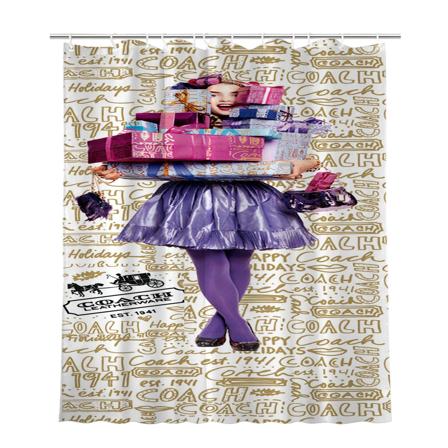Coach New Cool Bathroom Shower Curtain Fabric Waterproof | 66 X 72 Inch