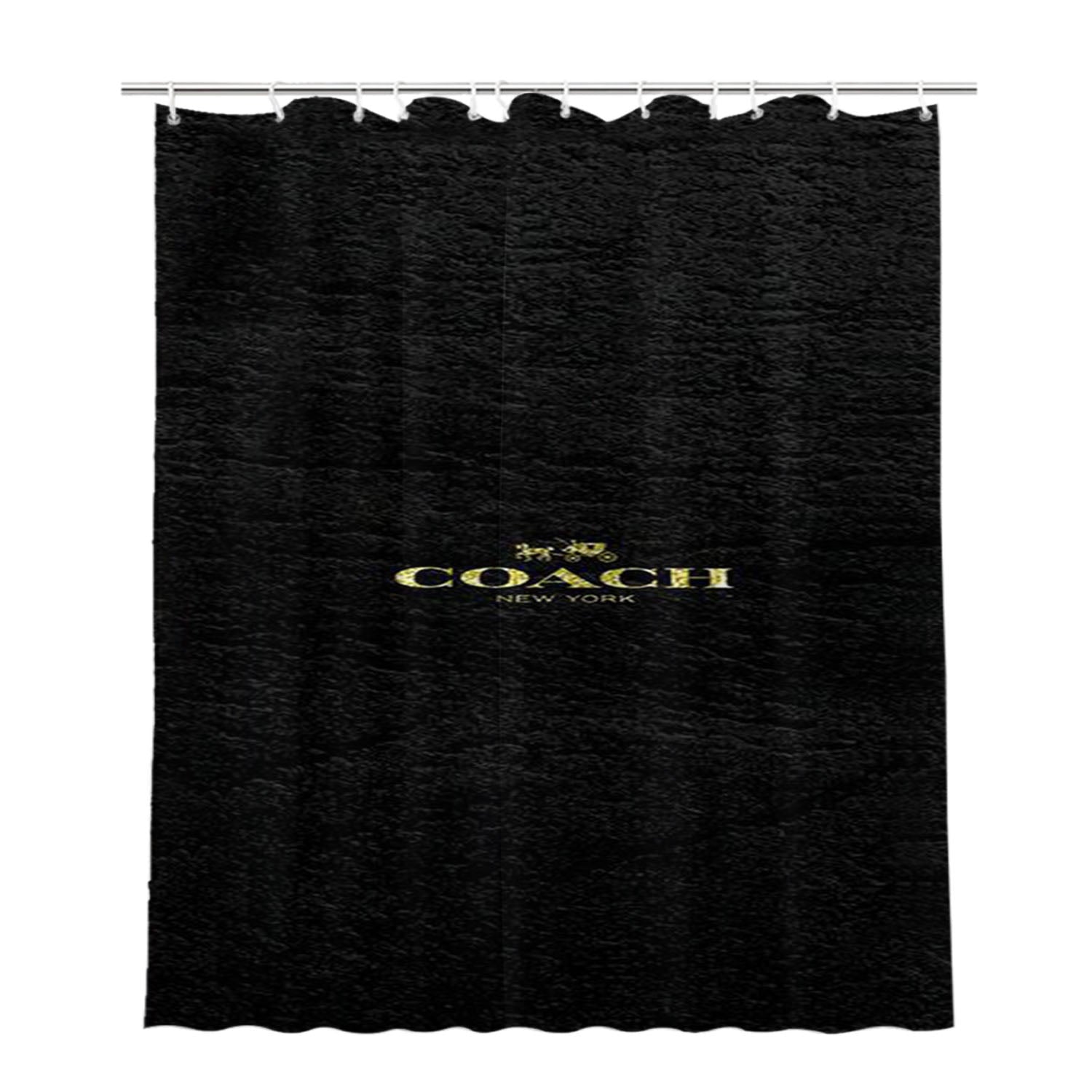 Coach New York Black Leather Bathroom Shower Curtain Fabric Waterproof | 66 X 72 Inch