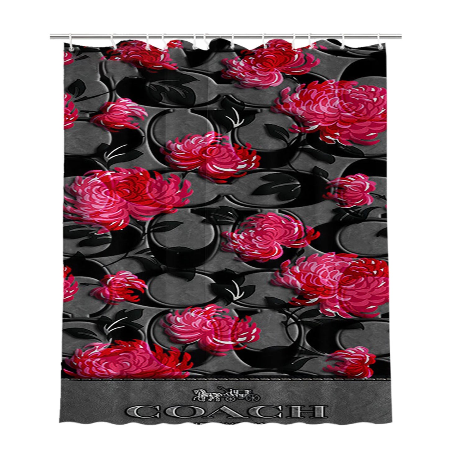 Coach New York Flower 3 Bathroom Shower Curtain Fabric Waterproof | 66 X 72 Inch