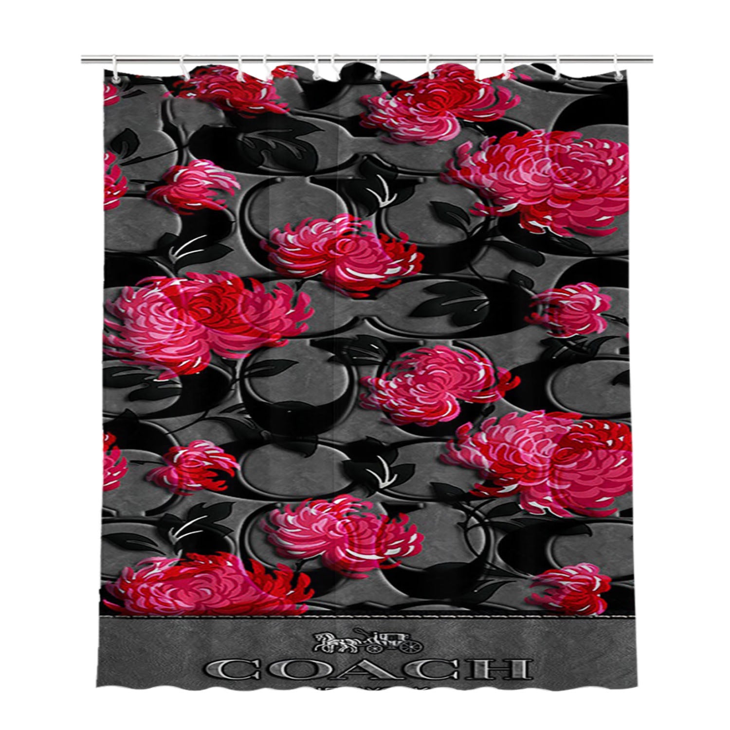 Coach New York Flower 3 Bathroom Shower Curtain Fabric Waterproof | 66 X 72 Inch