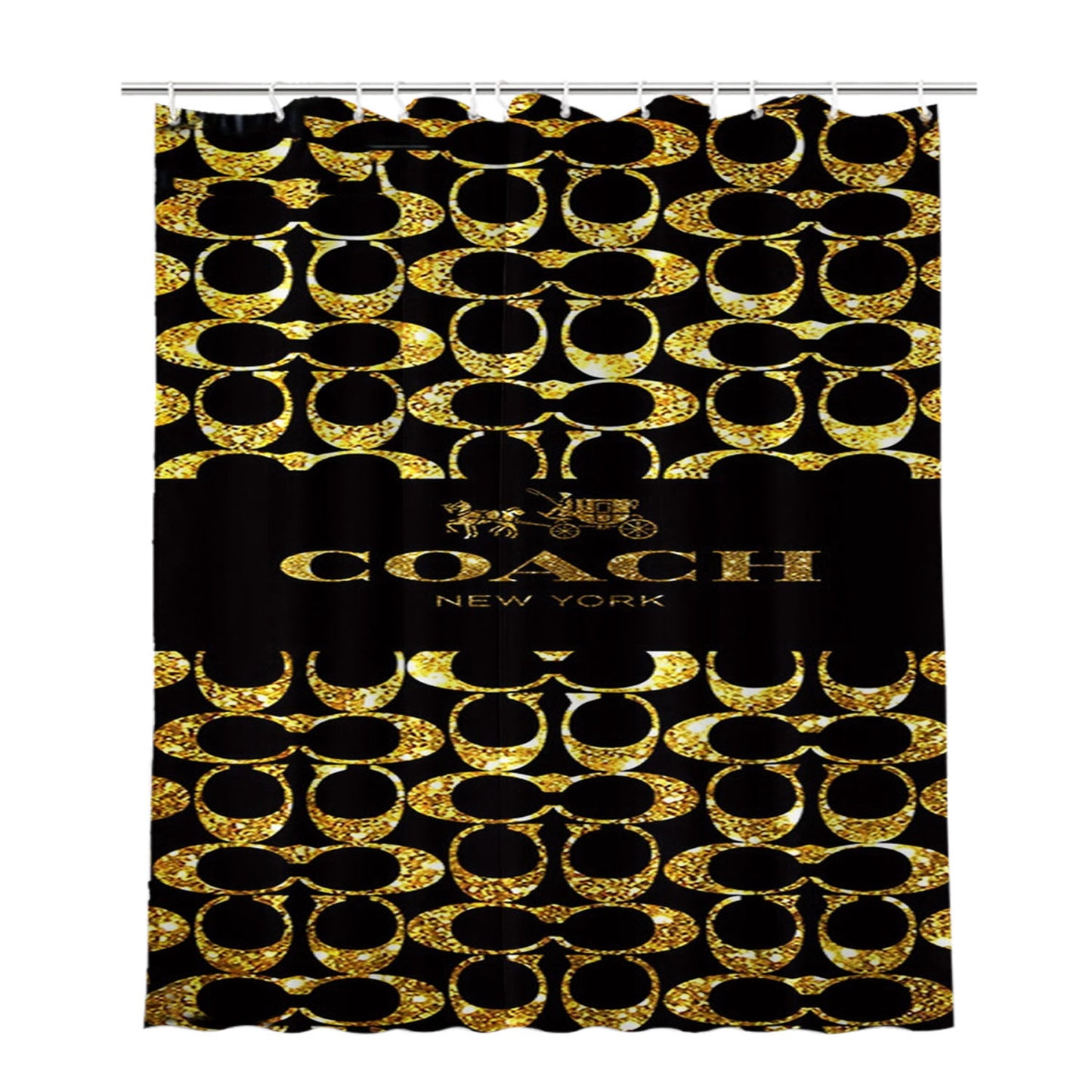 Coach New York Golden Bathroom Shower Curtain Fabric Waterproof | 66 X 72 Inch