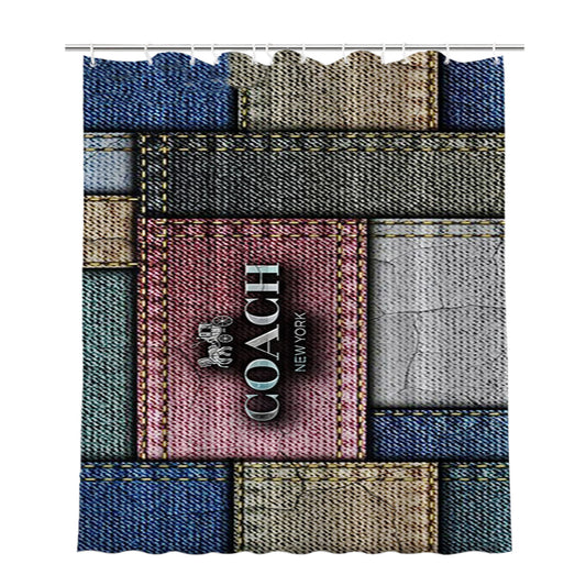 Personalized Coach New York Logo Jeans Shower Curtain Farmhouse Bathroom Decor