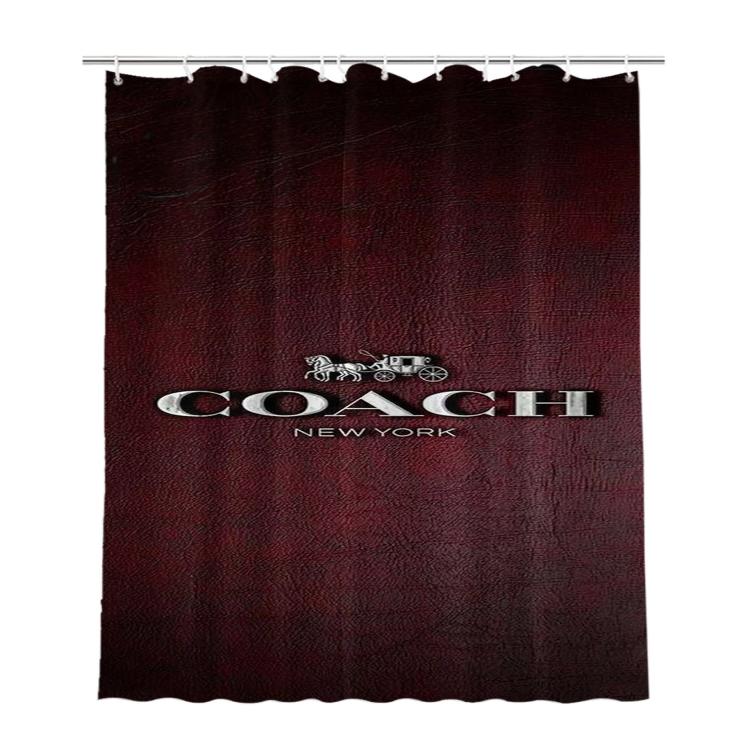 Coach New York Logo Leather Bathroom Shower Curtain Fabric Waterproof | 66 X 72 Inch