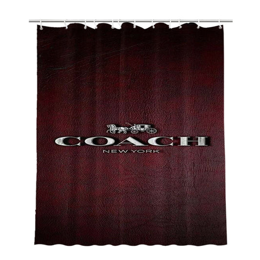 Coach New York Logo Leather Bathroom Shower Curtain Fabric Waterproof