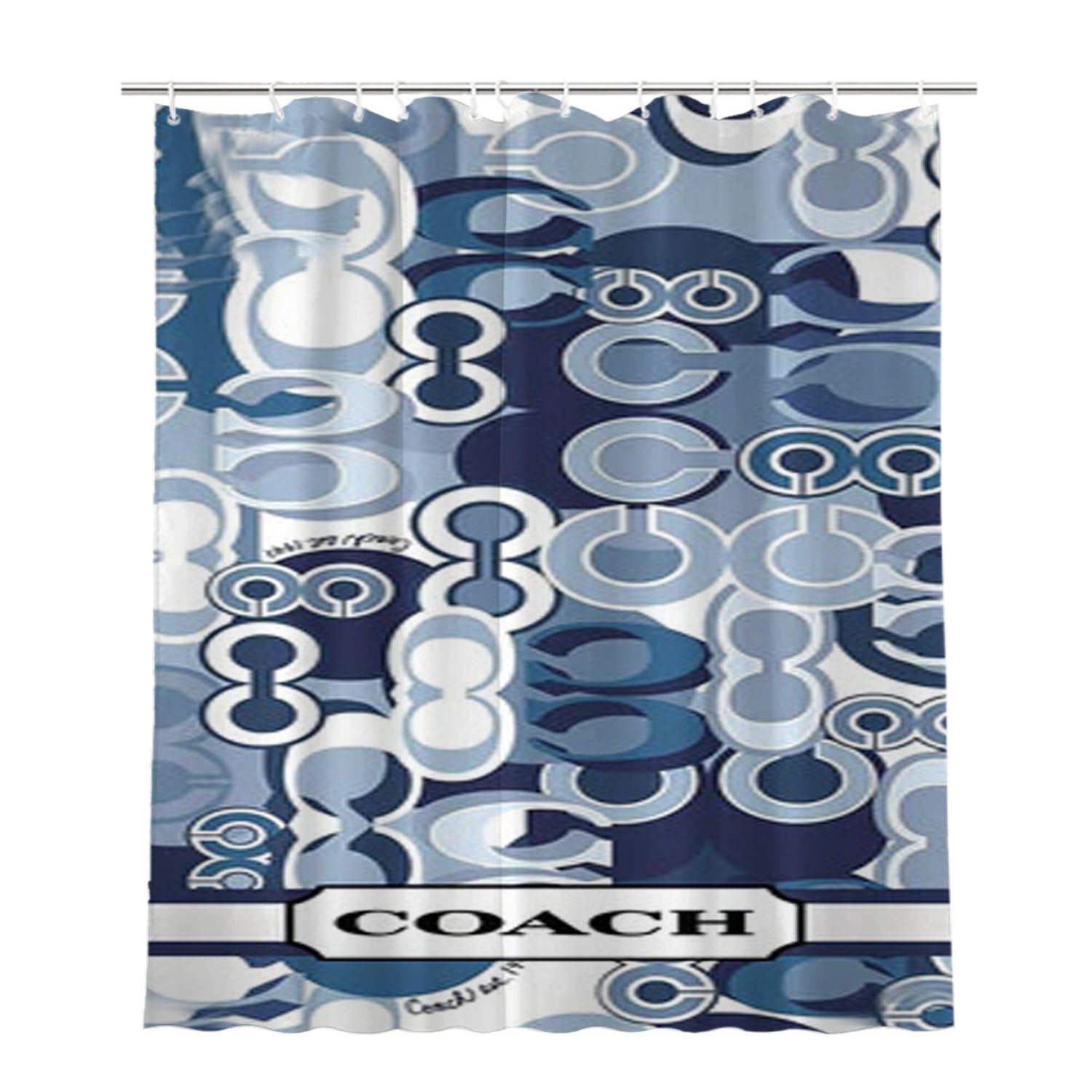 Coach New York Signature Bathroom Shower Curtain Fabric Waterproof | 66 X 72 Inch