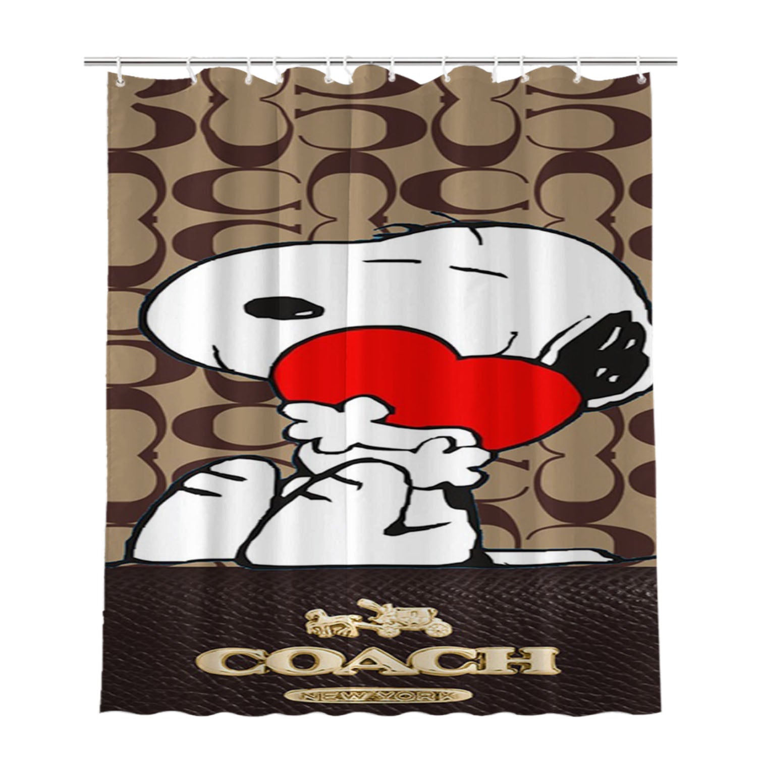 Coach New York Snoopy Bathroom Shower Curtain Fabric Waterproof | 66 X 72 Inch