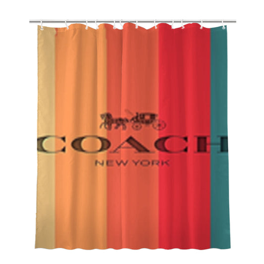Coach New York Stripe Bathroom Shower Curtain Fabric Waterproof