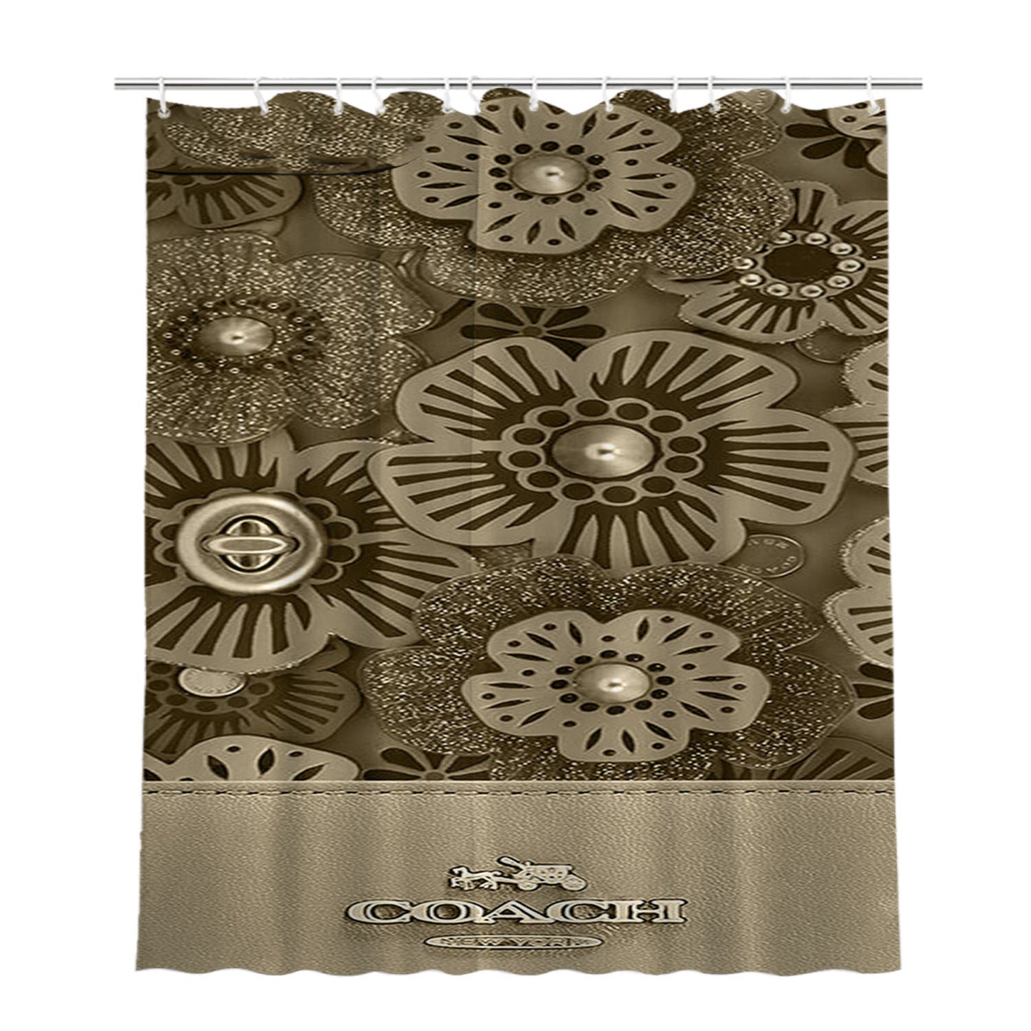 Coach New York Tea Rose Bathroom Shower Curtain Fabric Waterproof | 66 X 72 Inch